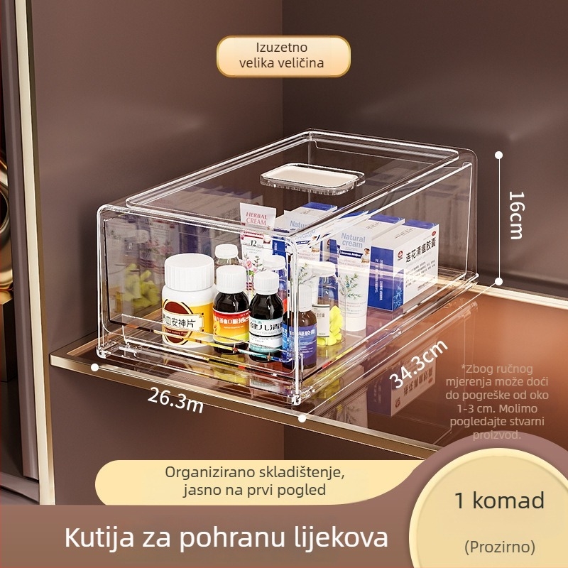 Prozirna ladica kutija za lijekove za kućnu upotrebu, velika, višeslojni organizator