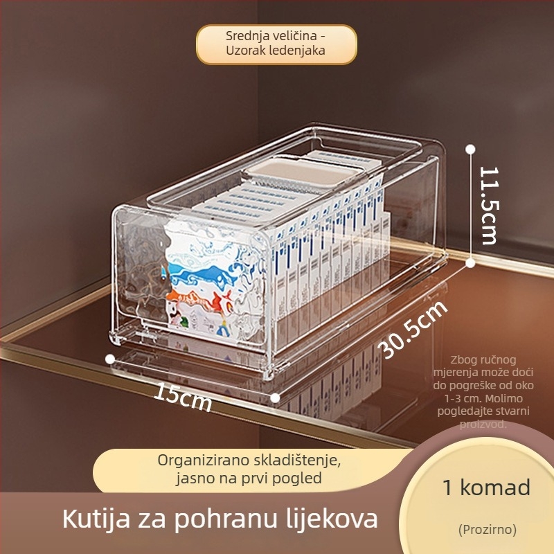 Prozirna ladica kutija za lijekove za kućnu upotrebu, velika, višeslojni organizator