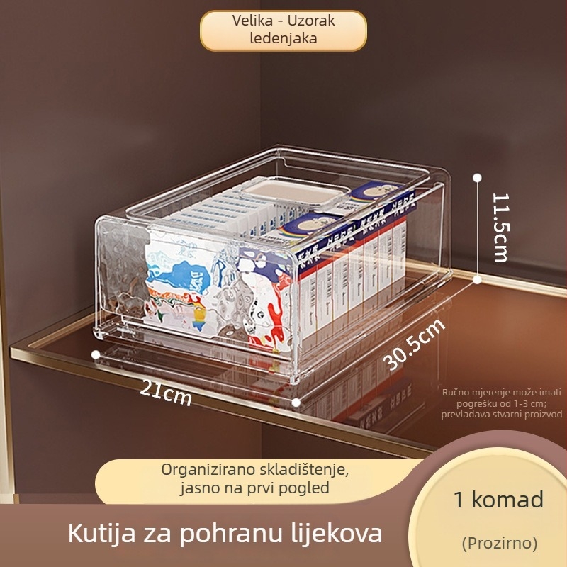 Prozirna ladica kutija za lijekove za kućnu upotrebu, velika, višeslojni organizator