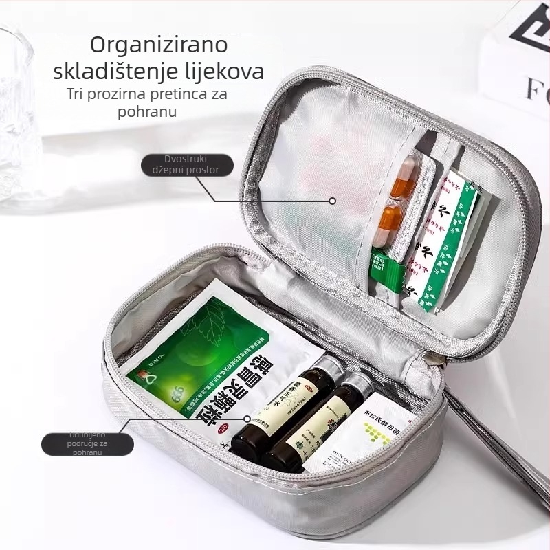 Putna prenosiva medicinska torbica i kompaktna kutija za lijekove, prva pomoć, pogodna za studentske domove