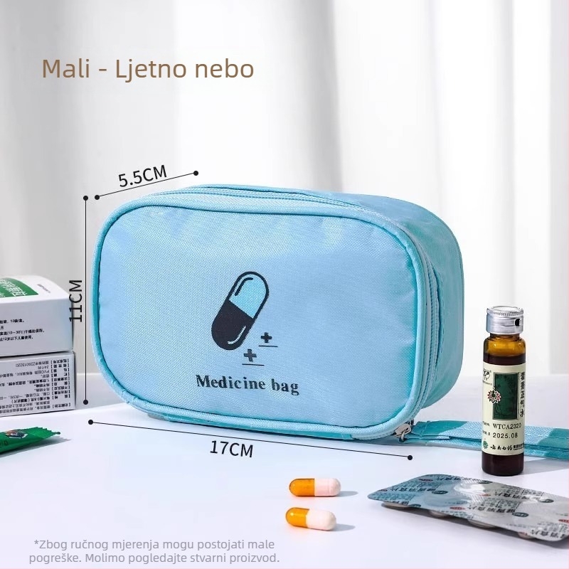 Putna prenosiva medicinska torbica i kompaktna kutija za lijekove, prva pomoć, pogodna za studentske domove