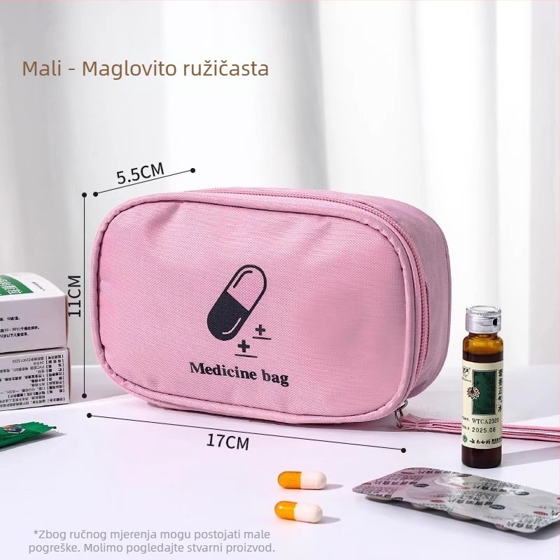 Putna prenosiva medicinska torbica i kompaktna kutija za lijekove, prva pomoć, pogodna za studentske domove