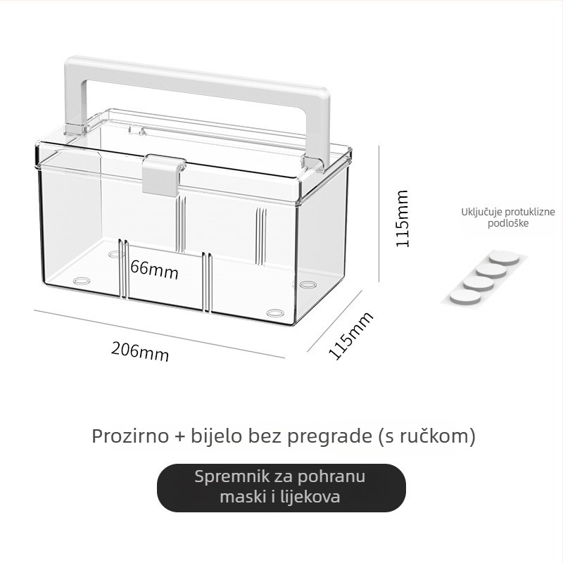 Prozirna prijenosna kutija za lijekove i maske, za dom i studentski dom