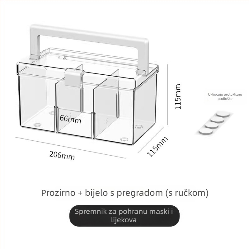 Prozirna prijenosna kutija za lijekove i maske, za dom i studentski dom