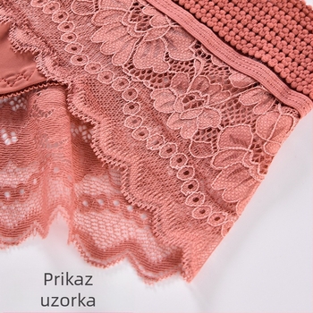 Plus-size ženske gaćice s čipkom i širokim pojasom, prozračan najlon, cvjetni uzorak