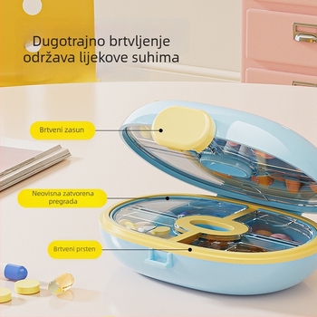 Prijenosna 7-dnevna kutija za lijekove, vodootporna i otporna na vlagu, plastična kutija za pohranu s 7 odjeljaka