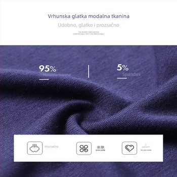 Yashkai muške bokserice od modalnog materijala, srednji pojas, jednobojne, velika veličina, s U-oblik dizajnom