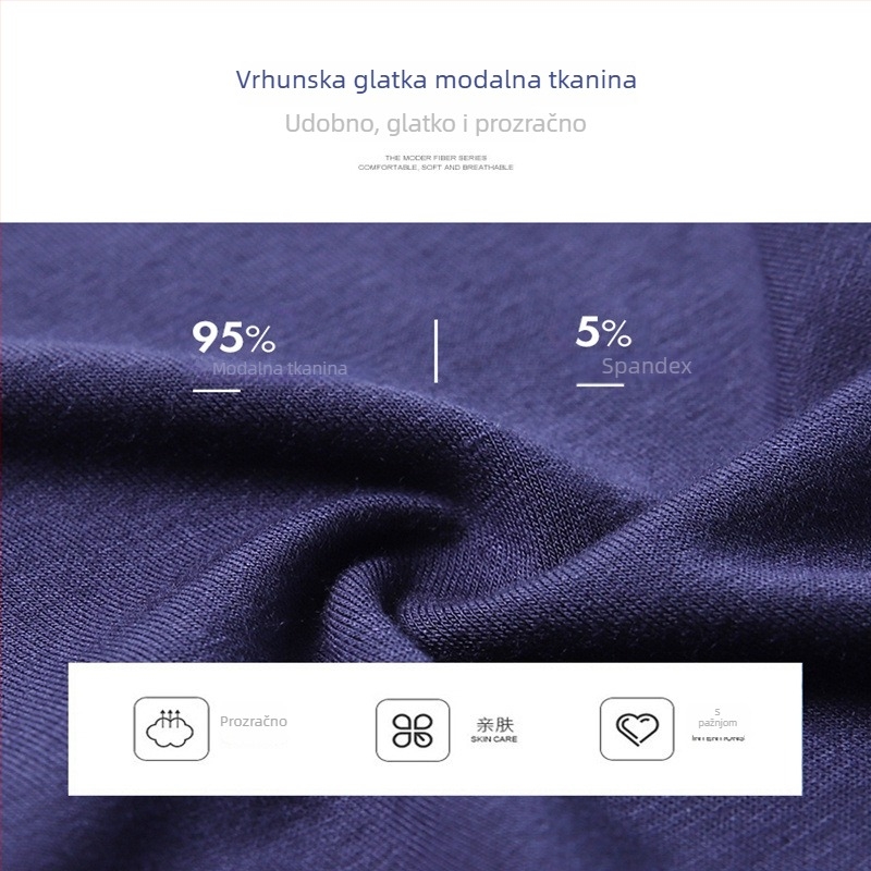 Yashkai muške bokserice od modalnog materijala, srednji pojas, jednobojne, velika veličina, s U-oblik dizajnom