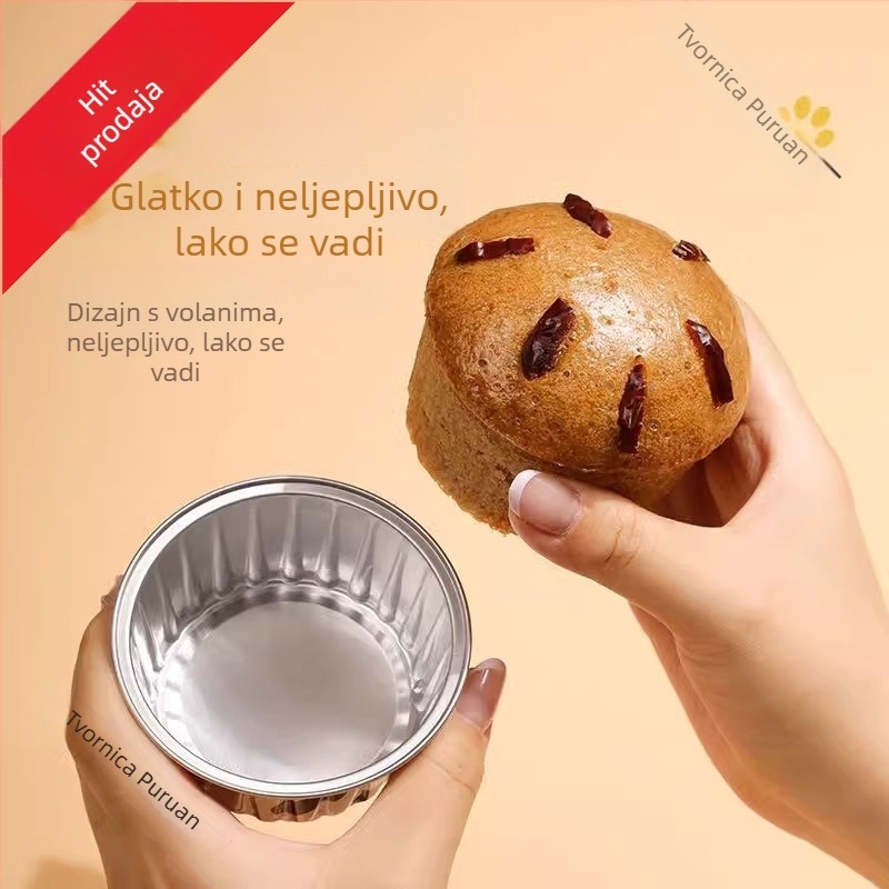 Visokotemperaturna aluminijska folija kalup za parene kolače i mini muffine, s papirnatim košaricama za pečenje