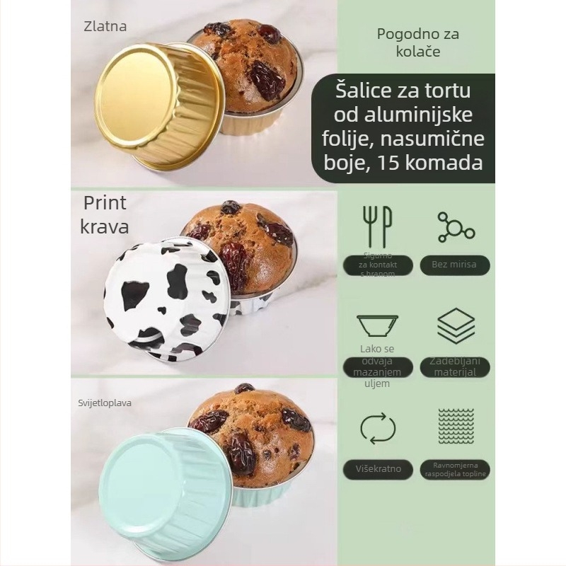 Visokotemperaturna aluminijska folija kalup za parene kolače i mini muffine, s papirnatim košaricama za pečenje