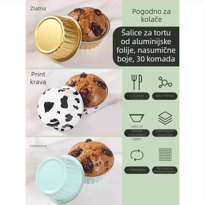 Visokotemperaturna aluminijska folija kalup za parene kolače i mini muffine, s papirnatim košaricama za pečenje