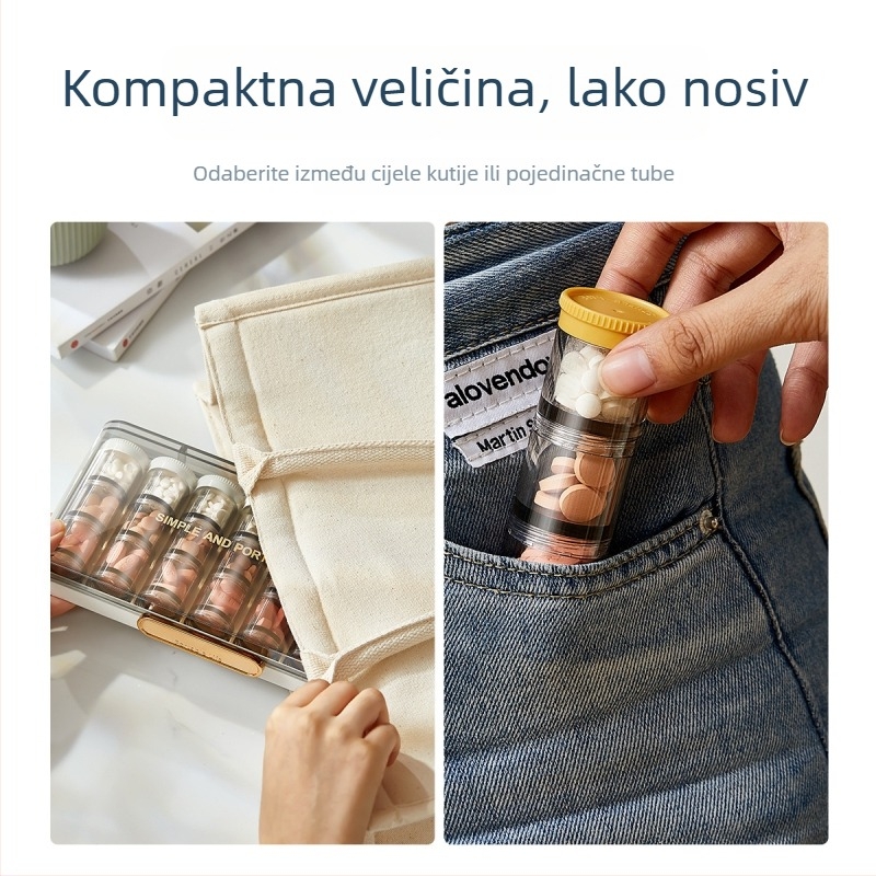 Prijenosni tjedni organizator lijekova sa šest pretinaca – set kutija za tablete