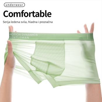 Muške bokserice od ice silk, tanke boxer briefs s mid-rise, hladne i prozračne, antibakterijske, velike veličine, udobne, brzo se suše