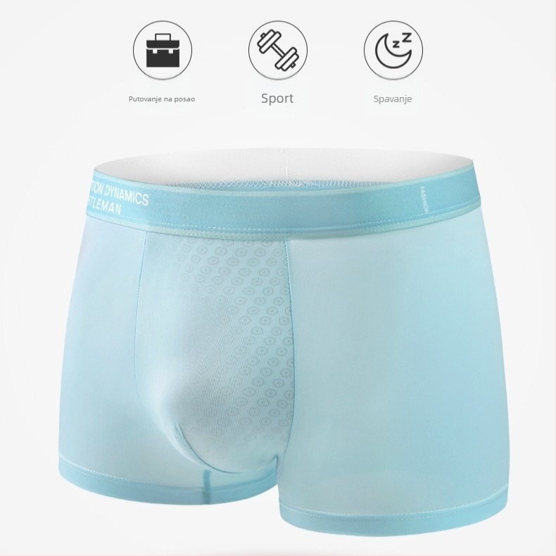 Muške bokserice od ice silk, tanke boxer briefs s mid-rise, hladne i prozračne, antibakterijske, velike veličine, udobne, brzo se suše