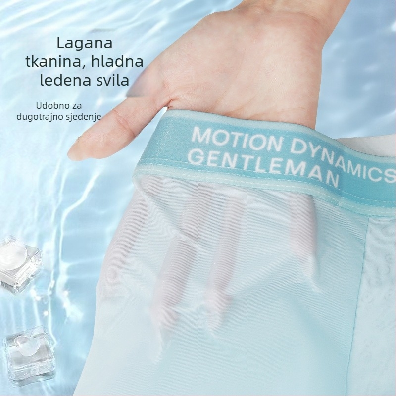 Muške bokserice od ice silk, tanke boxer briefs s mid-rise, hladne i prozračne, antibakterijske, velike veličine, udobne, brzo se suše