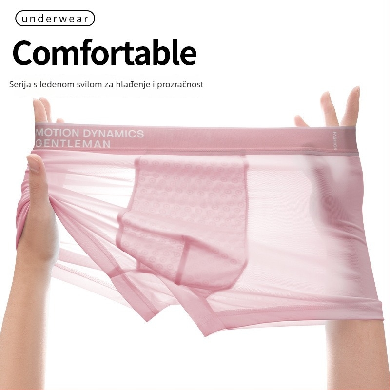 Muške bokserice od ice silk, tanke boxer briefs s mid-rise, hladne i prozračne, antibakterijske, velike veličine, udobne, brzo se suše
