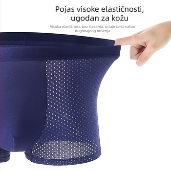 Muške bokserice od ice silk s mrežicom, prozračan, lagan kroj, plus veličina