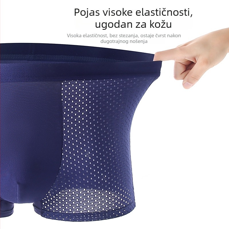 Muške bokserice od ice silk s mrežicom, prozračan, lagan kroj, plus veličina