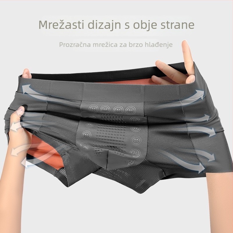 Muške bokserice od modalnog materijala, bezšivne, prozračne, s mrežastim preponama, plus veličina