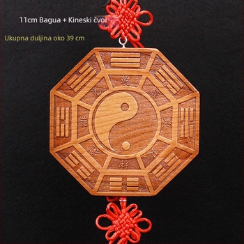 Breskvino drvo – ručno izrađena drvena dekorativna figura za dom, Bagua s Tai Chi Yin-Yang simbolom, ukras za vrata