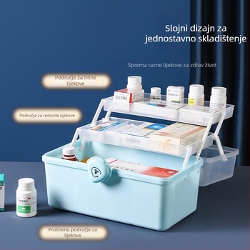 Prenosna kućna kutija za lijekove s velikim kapacitetom i 12 pretinaca