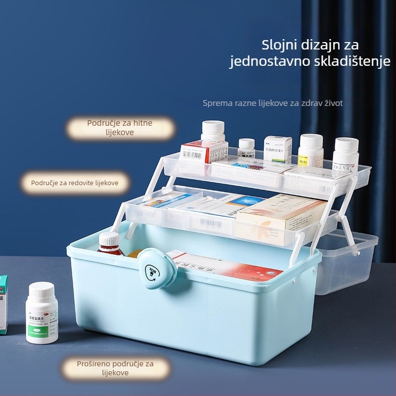 Prenosna kućna kutija za lijekove s velikim kapacitetom i 12 pretinaca