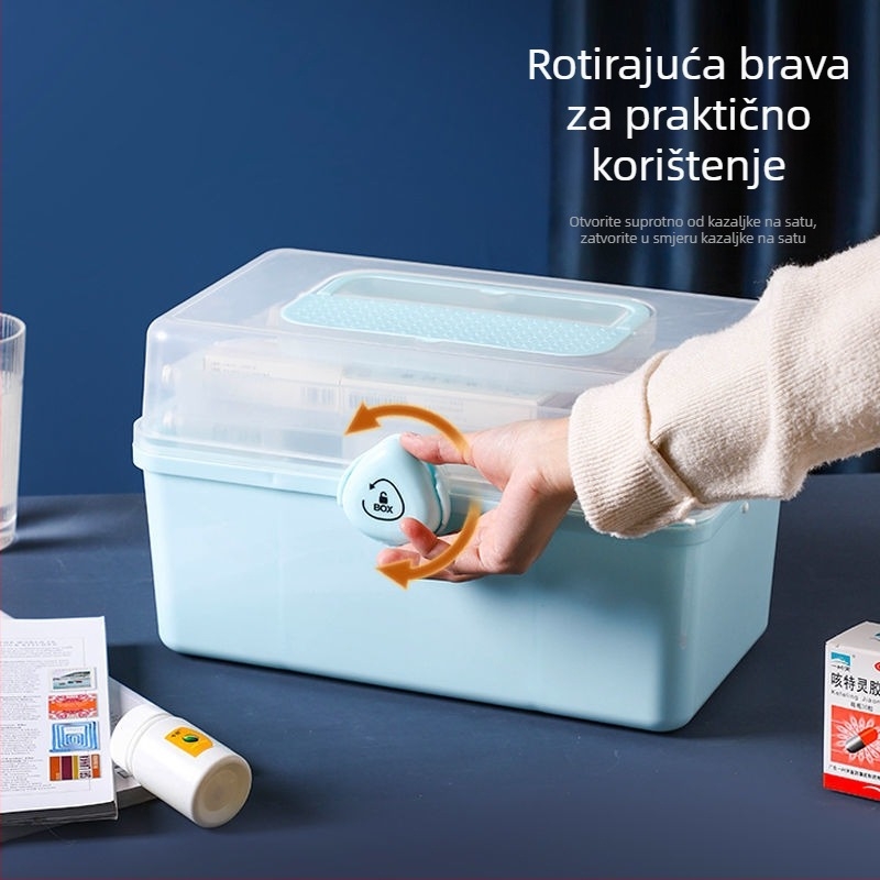 Prenosna kućna kutija za lijekove s velikim kapacitetom i 12 pretinaca