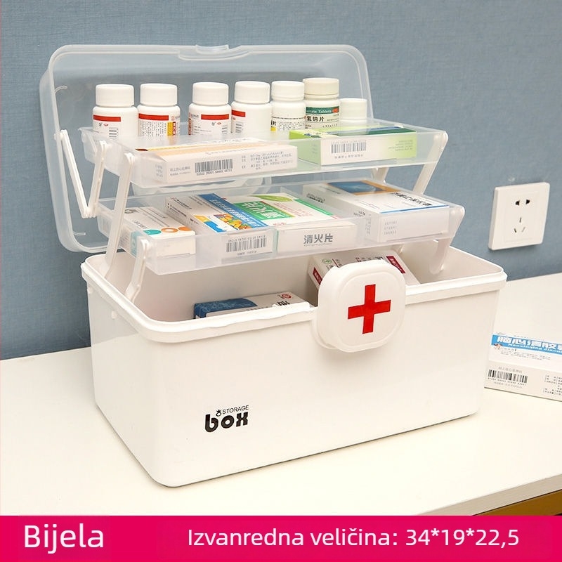 Prenosna kućna kutija za lijekove s velikim kapacitetom i 12 pretinaca