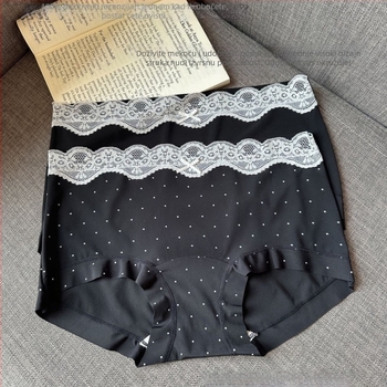 Ženske gaćice Ice Silk, bezšivne, romantičnog francuskog stila, ljetne lagane, pamuk podstava, točkasti uzorak
