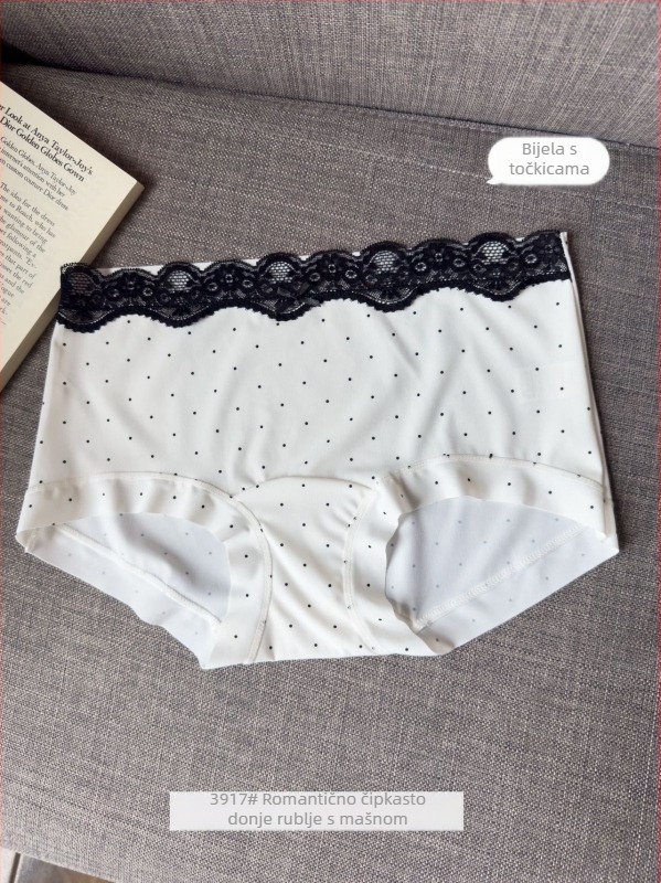 Ženske gaćice Ice Silk, bezšivne, romantičnog francuskog stila, ljetne lagane, pamuk podstava, točkasti uzorak
