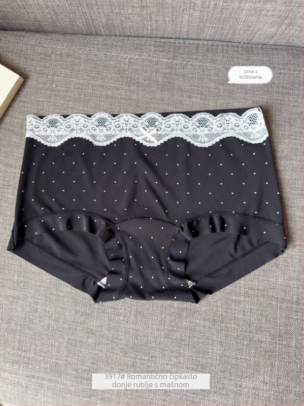 Ženske gaćice Ice Silk, bezšivne, romantičnog francuskog stila, ljetne lagane, pamuk podstava, točkasti uzorak
