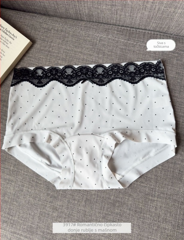 Ženske gaćice Ice Silk, bezšivne, romantičnog francuskog stila, ljetne lagane, pamuk podstava, točkasti uzorak