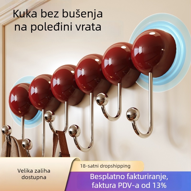 Ljepljivi kuka visoke nosivosti za vješanje odjeće na vratima kupaonice i spavaće sobe; kuhinjska kuka za pohranu kapa.
