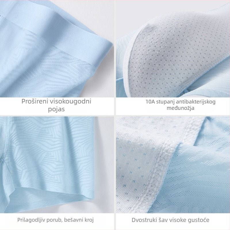 Muške bokserice od ledene svile, ultra-tanke, antibakterijske 10A, 120S, prozračne, bezšivne, geometrijski jacquard