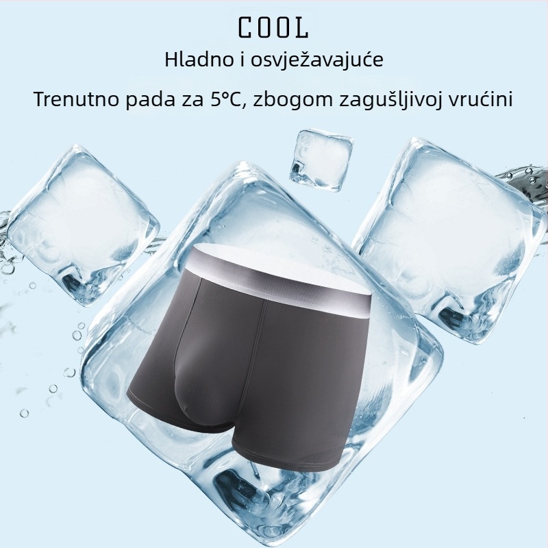 Ljetne muške bokserice od Ice Silk, prozračne, antibakterijska prepona, srednji struk, udobne, plus size, brzo sušeće