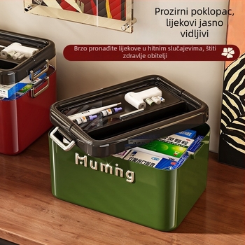 Kutija za lijekove u antiknom stilu, velika kapaciteta, višeslojna, zatvorena, vodootporan prenosni organizator lijekova
