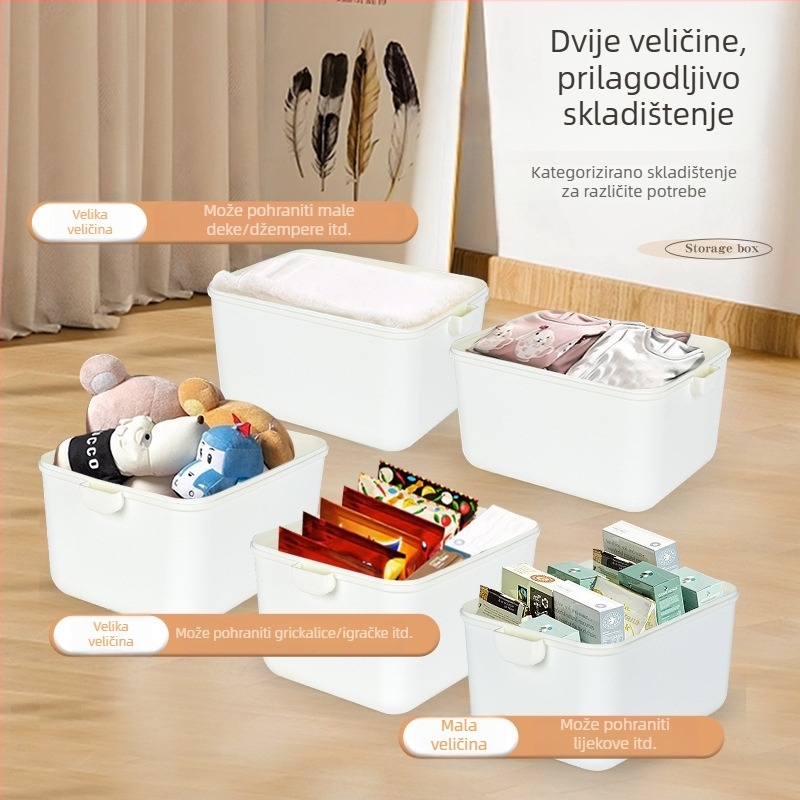 Plastična kutija za skladištenje velikog kapaciteta za kućnu upotrebu – organiziranje dječjih predmeta, grickalica, kozmetike i lijekova