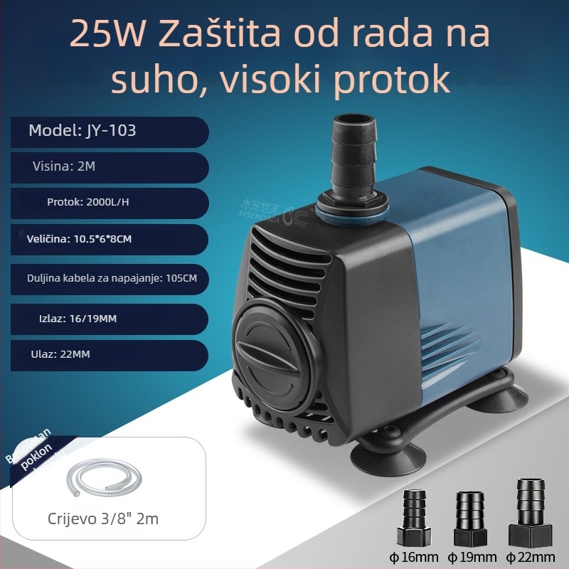 Izuzetno tiha podvodna pumpa za akvarije i ribnjake, mala donja usisna pumpa za cirkulaciju s promjenjivom frekvencijom