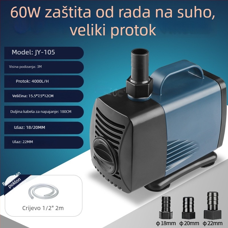 Izuzetno tiha podvodna pumpa za akvarije i ribnjake, mala donja usisna pumpa za cirkulaciju s promjenjivom frekvencijom