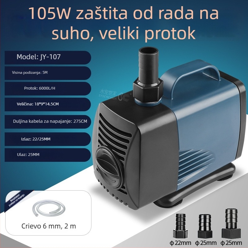 Izuzetno tiha podvodna pumpa za akvarije i ribnjake, mala donja usisna pumpa za cirkulaciju s promjenjivom frekvencijom