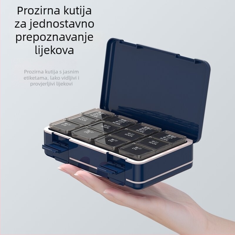 Veliki zatvoreni tjedni organizator tableta sa sedam dana i tri dnevne doze, prijenosna kutija za tablete