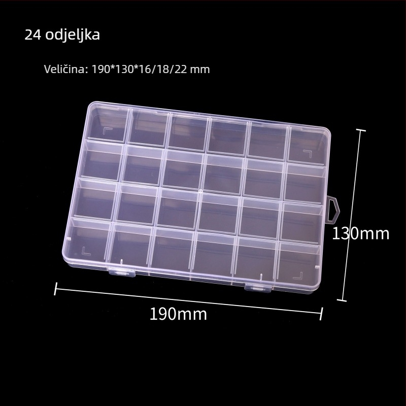 Set kutija za pohranu perlica s 24 odjeljenja i poklopcem