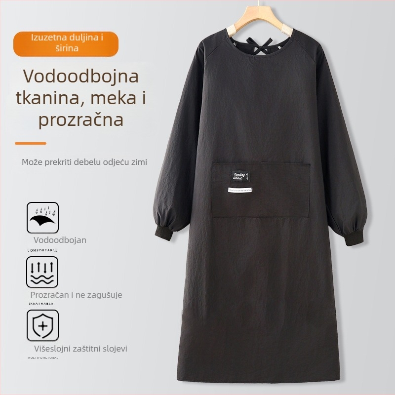 Duga pregača s rukavima za muškarce i žene, novi stil, prozračna baršunasta kuhinjska pregača, radna odjeća, moderni minimalistički kroj, XXXL, boje crna/zelena/kaki
