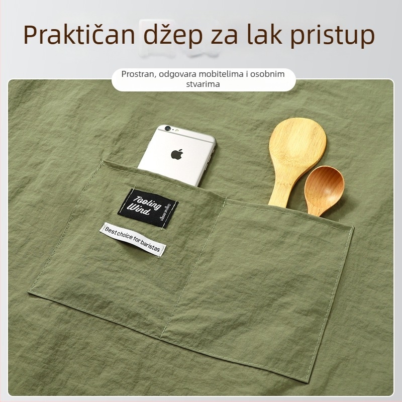 Duga pregača s rukavima za muškarce i žene, novi stil, prozračna baršunasta kuhinjska pregača, radna odjeća, moderni minimalistički kroj, XXXL, boje crna/zelena/kaki