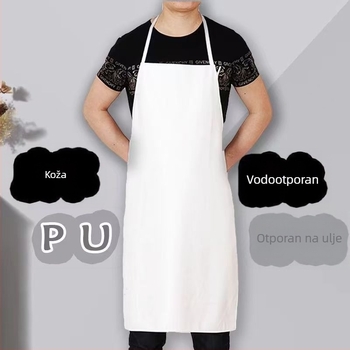 PU kožna pregača, vodootporna i otporna na ulje, catering namjene, bijela kuhinjska pregača