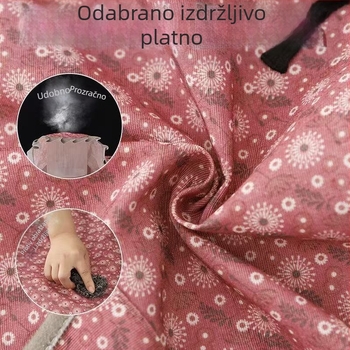 Prozračna platnena kuhinjska pregača s dugim rukavima, od platna i bambus-pamučne smjese, otporna na mrlje i habanje, s cvjetnim uzorkom
