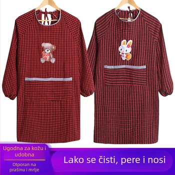 Nova ženska kuhinjska pregača s rukavima, korejski stil, debeli pamuk-lan miks, plus veličina