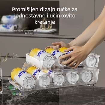 Organizator za napitke u hladnjaku sa dvostrukim ladicama, automatsko dopunjavanje, kapacitet 18 limenki