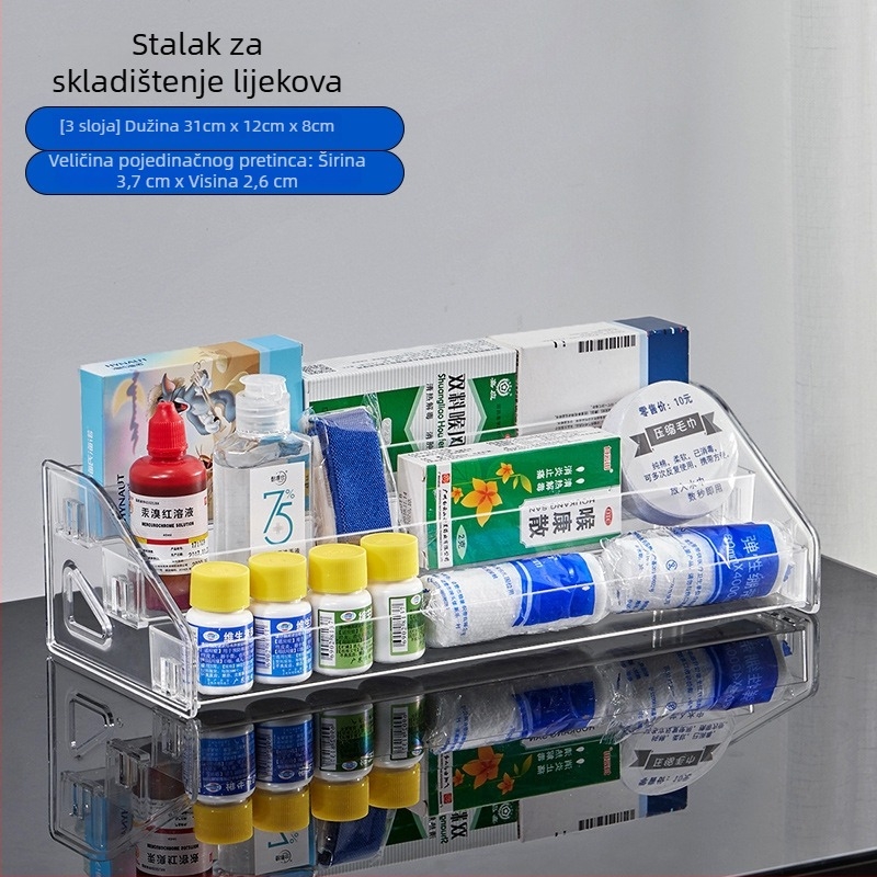 Višeslojni stalak za lijekove za pult ljekarne – stolni spremnik za skladištenje lijekova velike kapacitete, stepenasti ormar za skladištenje
