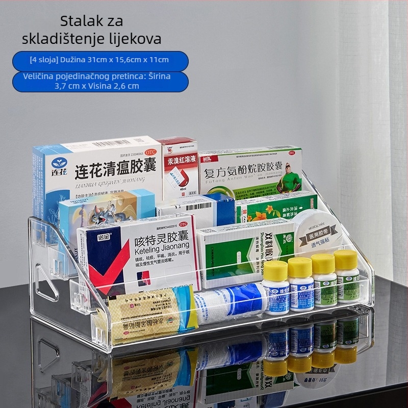 Višeslojni stalak za lijekove za pult ljekarne – stolni spremnik za skladištenje lijekova velike kapacitete, stepenasti ormar za skladištenje